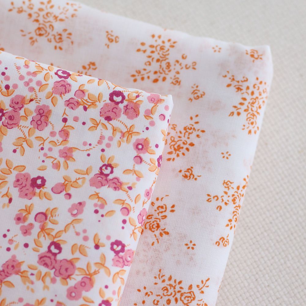 Renée - Batiste de coton douce à imprimé fleuri orange