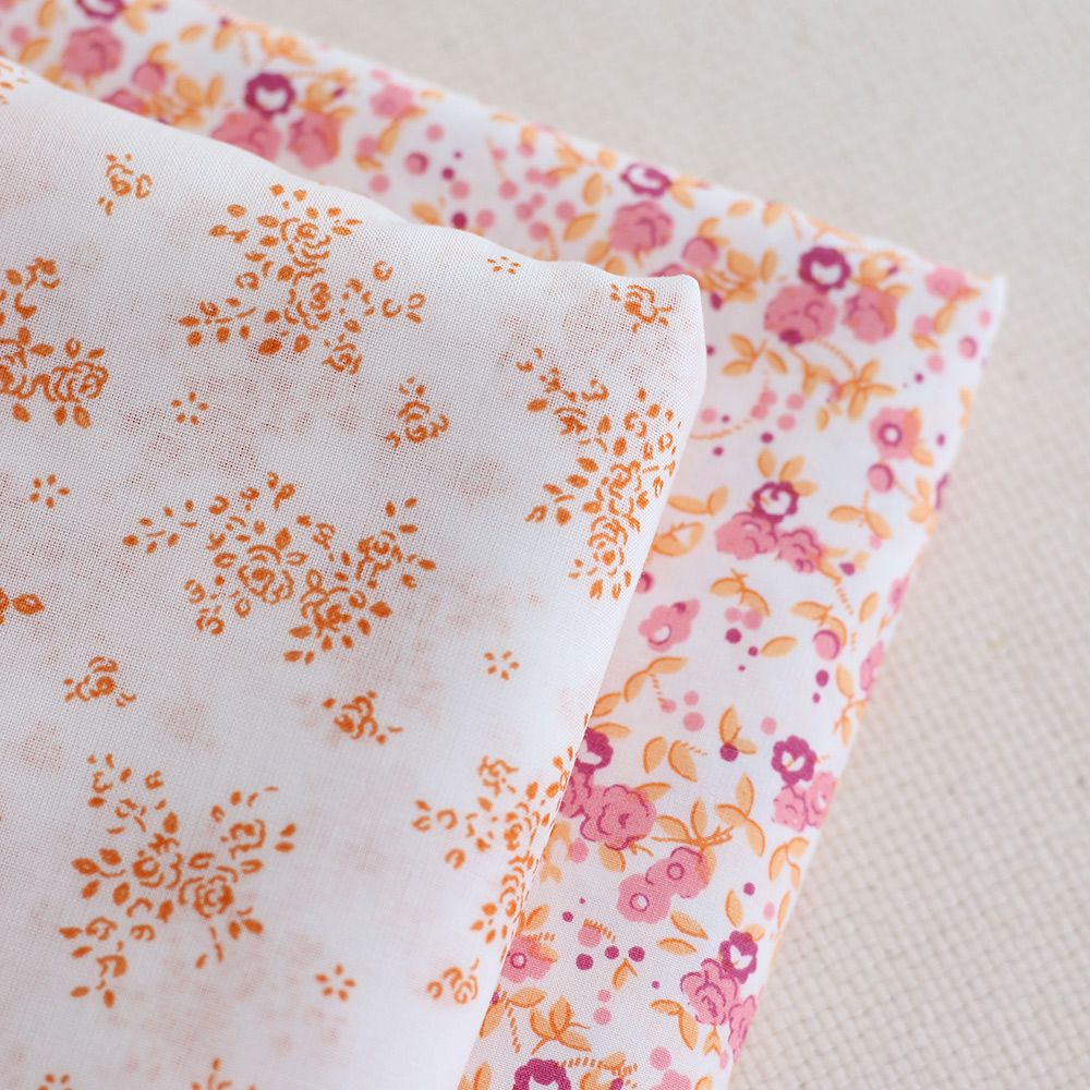 Renée - Batiste de coton douce à imprimé fleuri orange