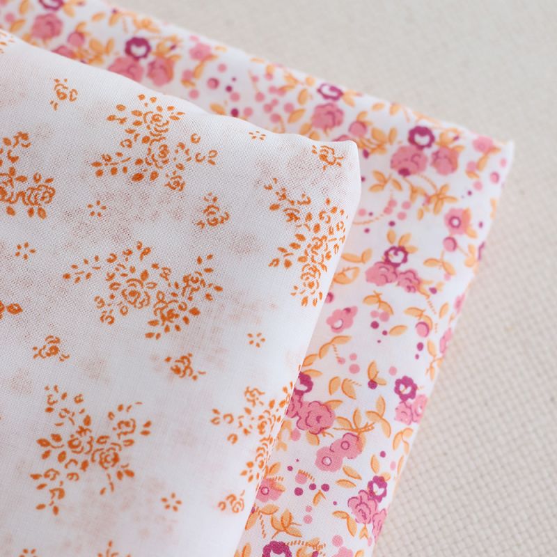 Renée - Batiste de coton douce à imprimé fleuri orange