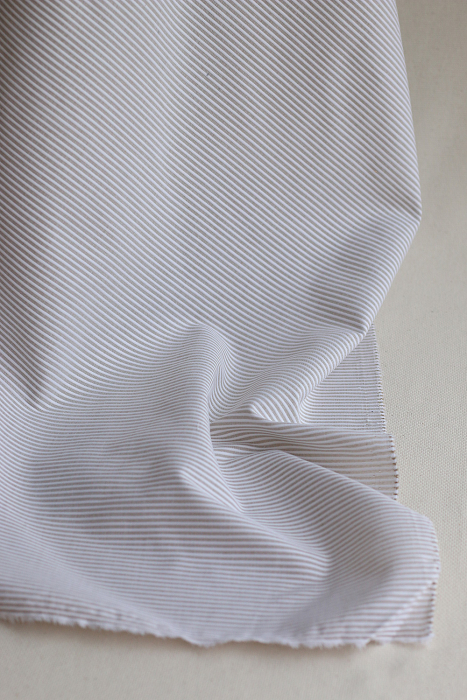 Coton gaufré mélangé à rayures blanc et ficelle