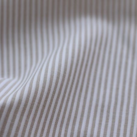 Coton gaufré mélangé à rayures blanc et ficelle Coton gaufré mélangé à rayures blanc et ficelle