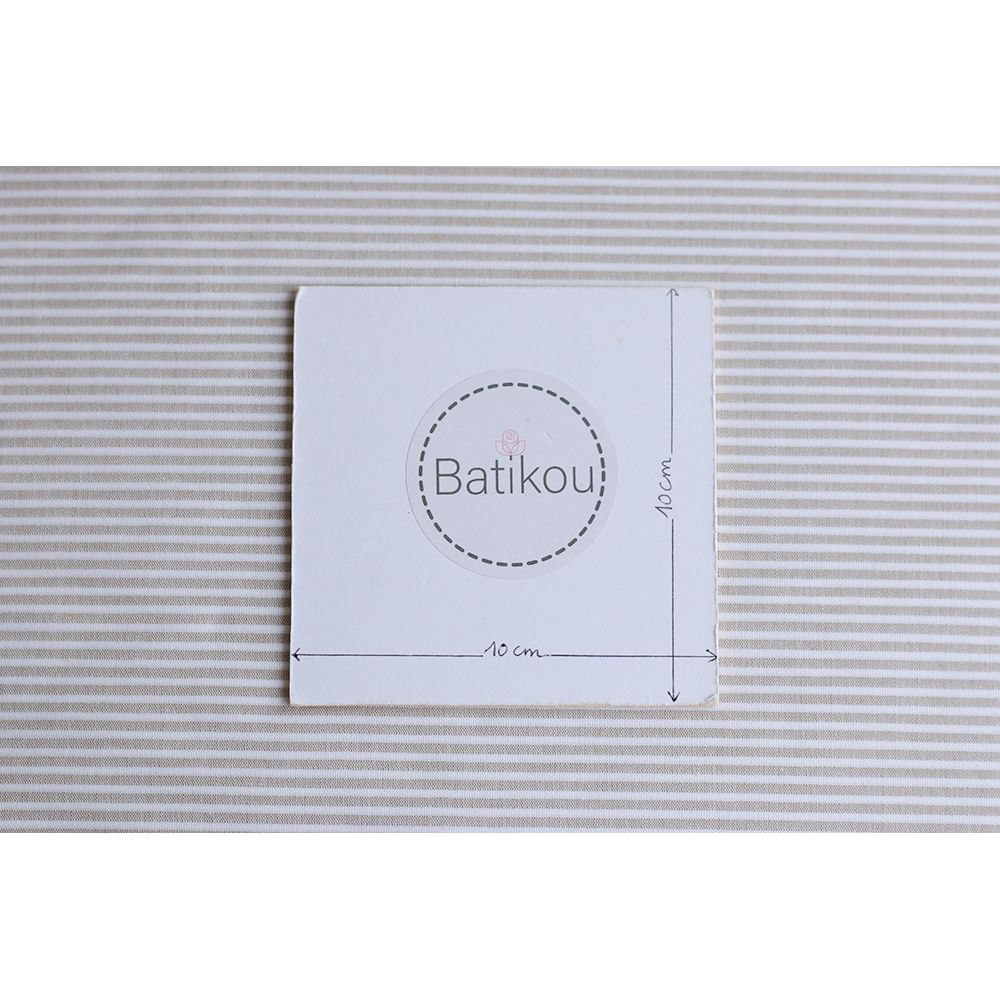 Coton gaufré mélangé à rayures blanc et ficelle