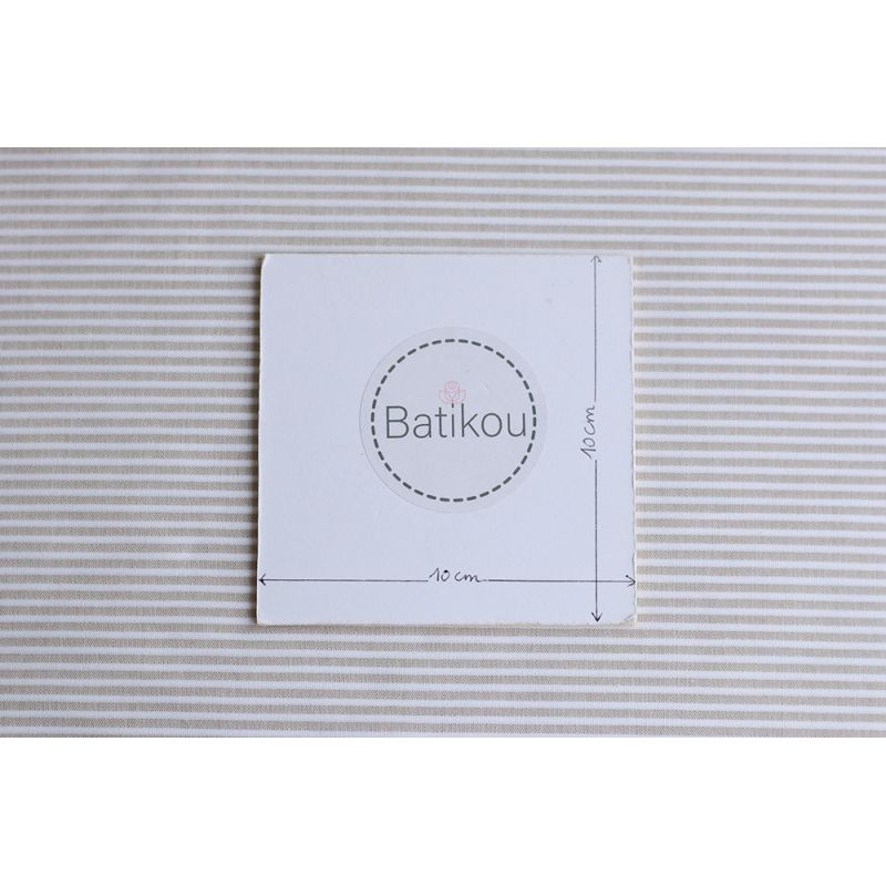 Coton gaufré mélangé à rayures blanc et ficelle