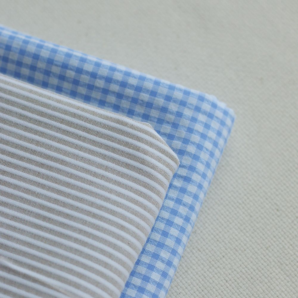 Coton gaufré mélangé à rayures blanc et ficelle