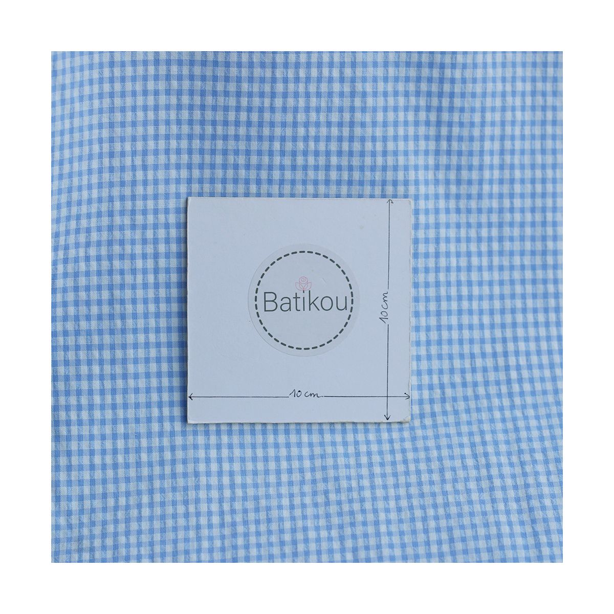 Seersucker / Coton gaufré vichy mini 3mm blanc / bleu frais Seersucker / Coton gaufré vichy mini 3mm blanc / bleu frais