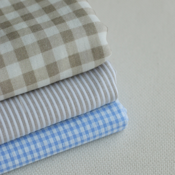 Seersucker / Coton gaufré vichy mini 3mm blanc / bleu frais