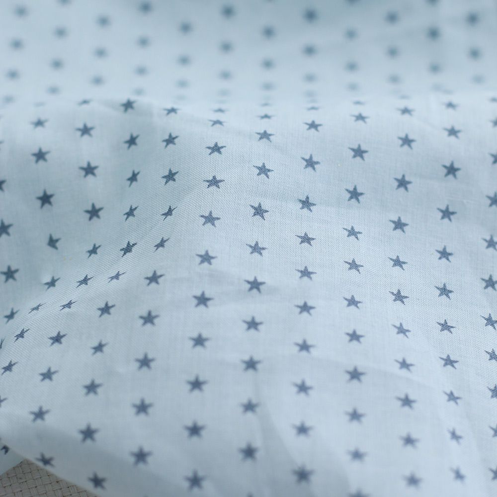 Frou-frou / Batiste de coton imprimé petites étoiles bleu gris