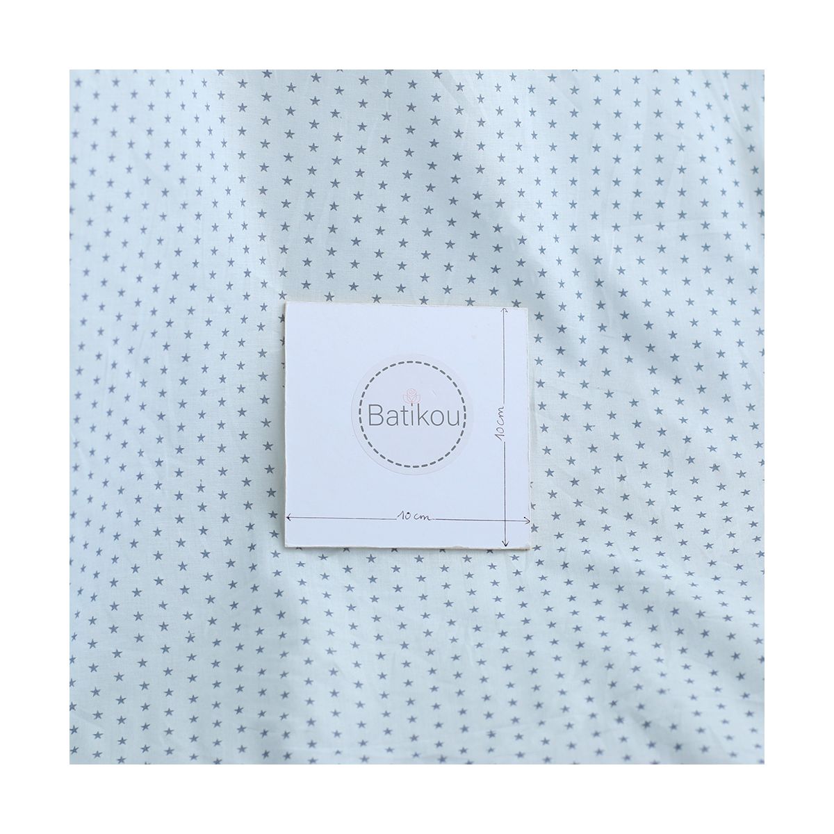 Frou-frou / Batiste de coton imprimé petites étoiles bleu gris