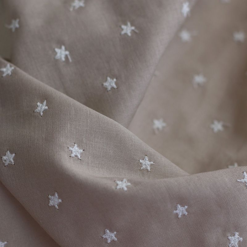 copy of Voile de coton organique broderies bleu