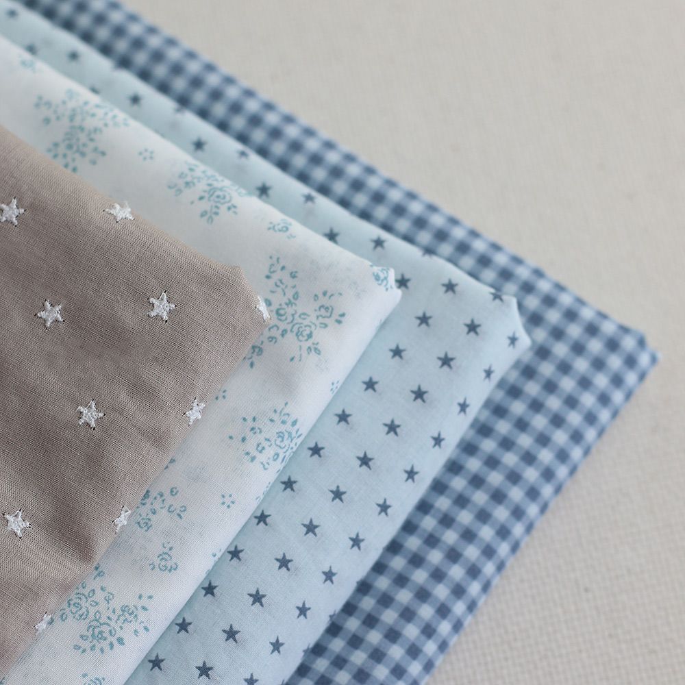 copy of Voile de coton organique broderies bleu