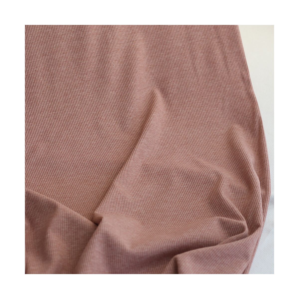 Jersey coton côtes fines coloris terracotta nude chiné Jersey coton côtes fines coloris terracotta nude chiné
