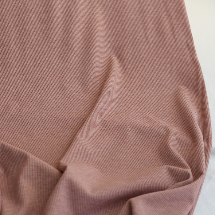 Jersey coton côtes fines coloris terracotta nude chiné