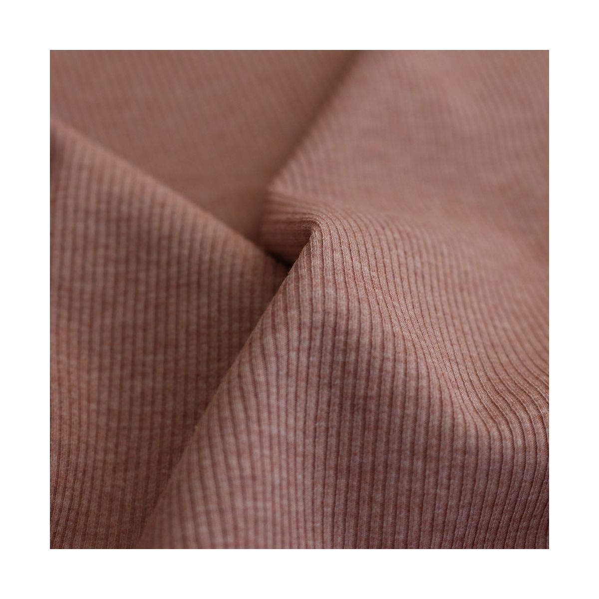 Jersey coton côtes fines coloris terracotta nude chiné Jersey coton côtes fines coloris terracotta nude chiné