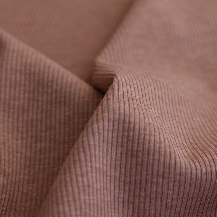Jersey coton côtes fines coloris terracotta nude chiné