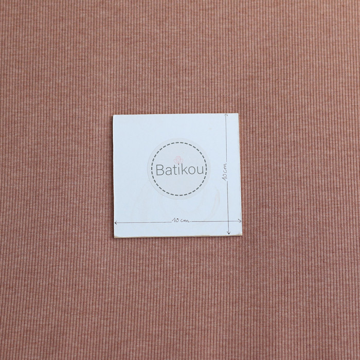 Jersey coton côtes fines coloris terracotta nude chiné