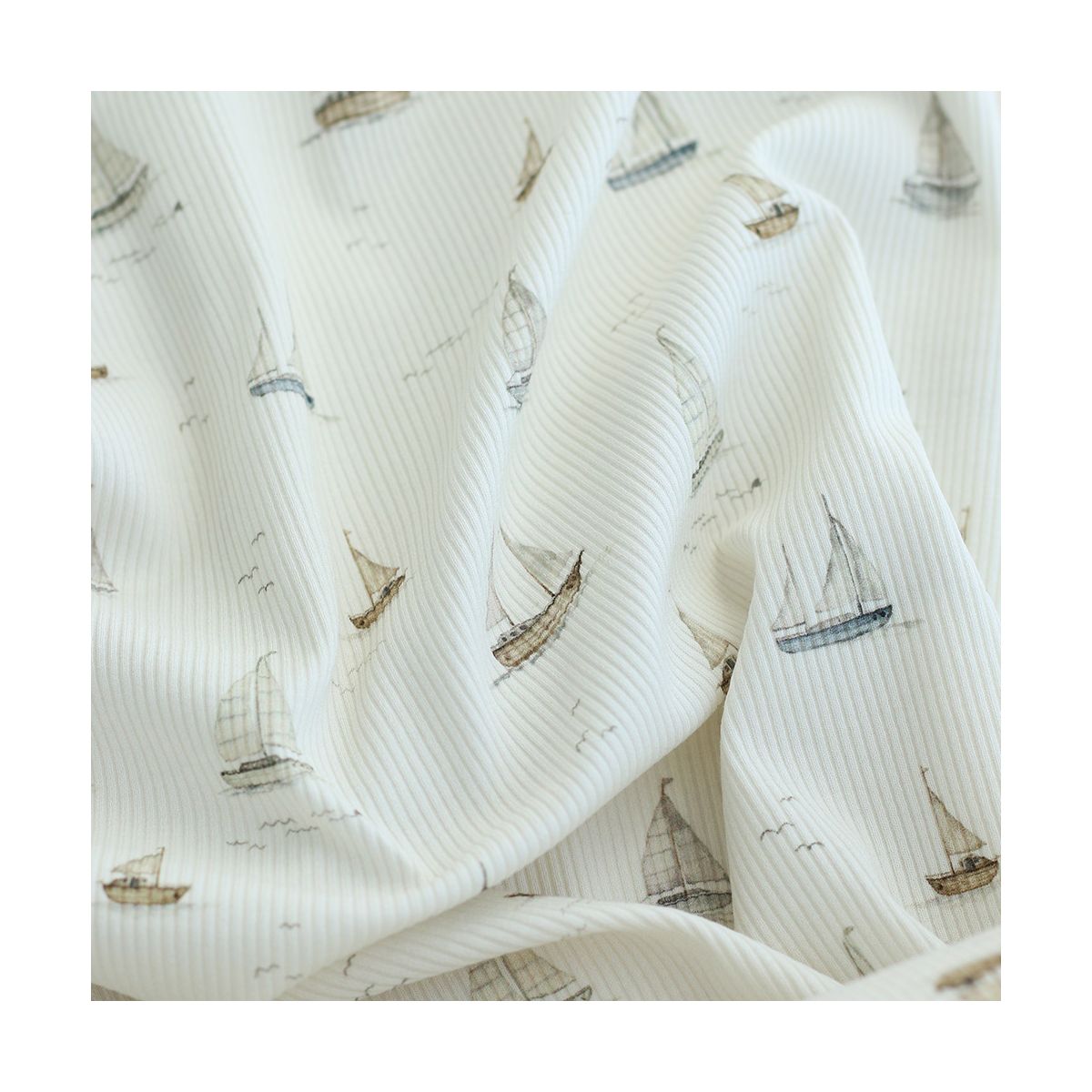 Jersey coton côtes fines à motifs bateaux Jersey coton côtes fines à motifs bateaux