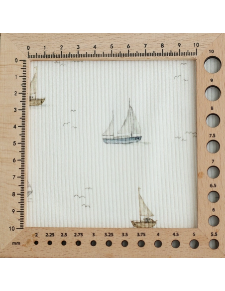 Jersey coton côtes fines à motifs bateaux