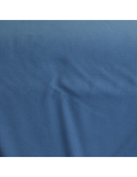 Jersey coton côtes fines coloris bleu jean