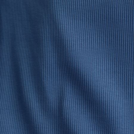Jersey coton côtes fines coloris bleu jean Jersey coton côtes fines coloris bleu jean