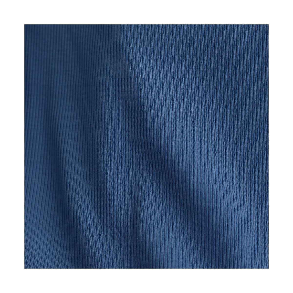 Jersey coton côtes fines coloris bleu jean Jersey coton côtes fines coloris bleu jean