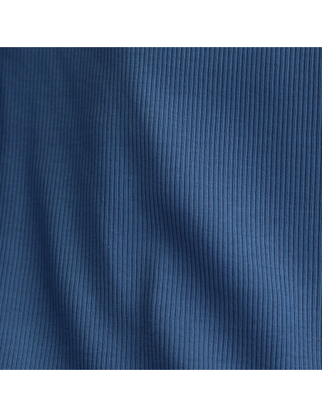 Jersey coton côtes fines coloris bleu jean