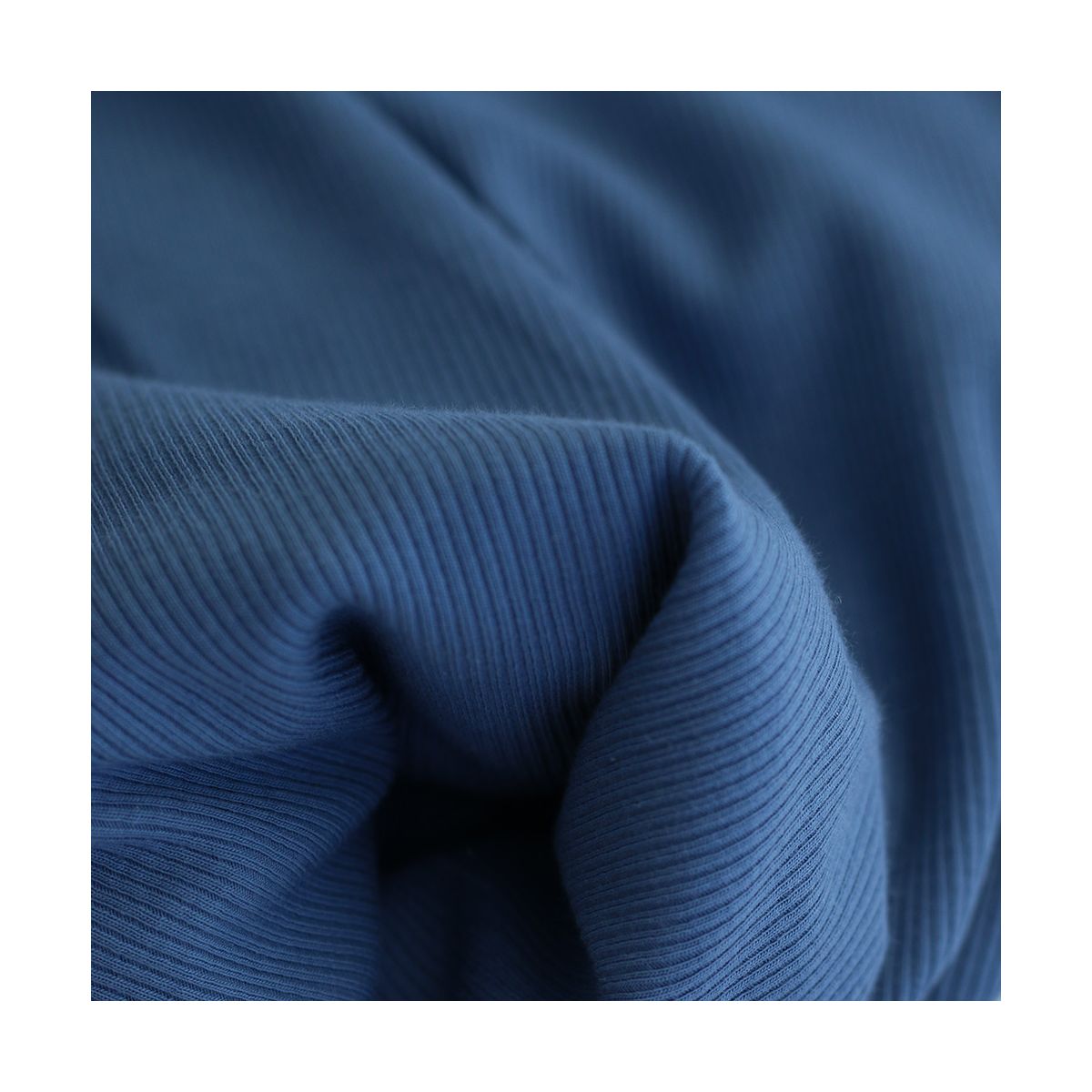 Jersey coton côtes fines coloris bleu jean Jersey coton côtes fines coloris bleu jean