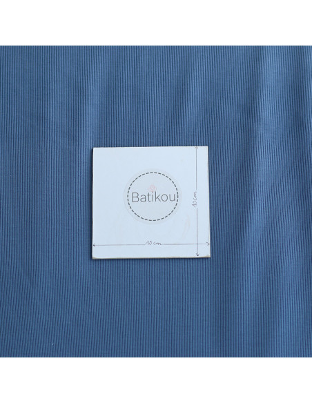 Jersey coton côtes fines coloris bleu jean