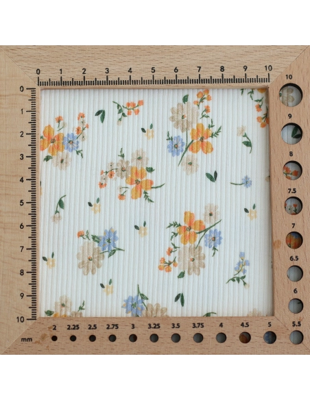 Jersey coton côtes fines à motif fleuri