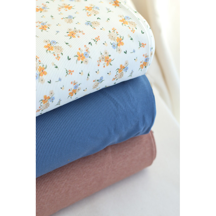 Jersey coton côtes fines coloris terracotta nude chiné