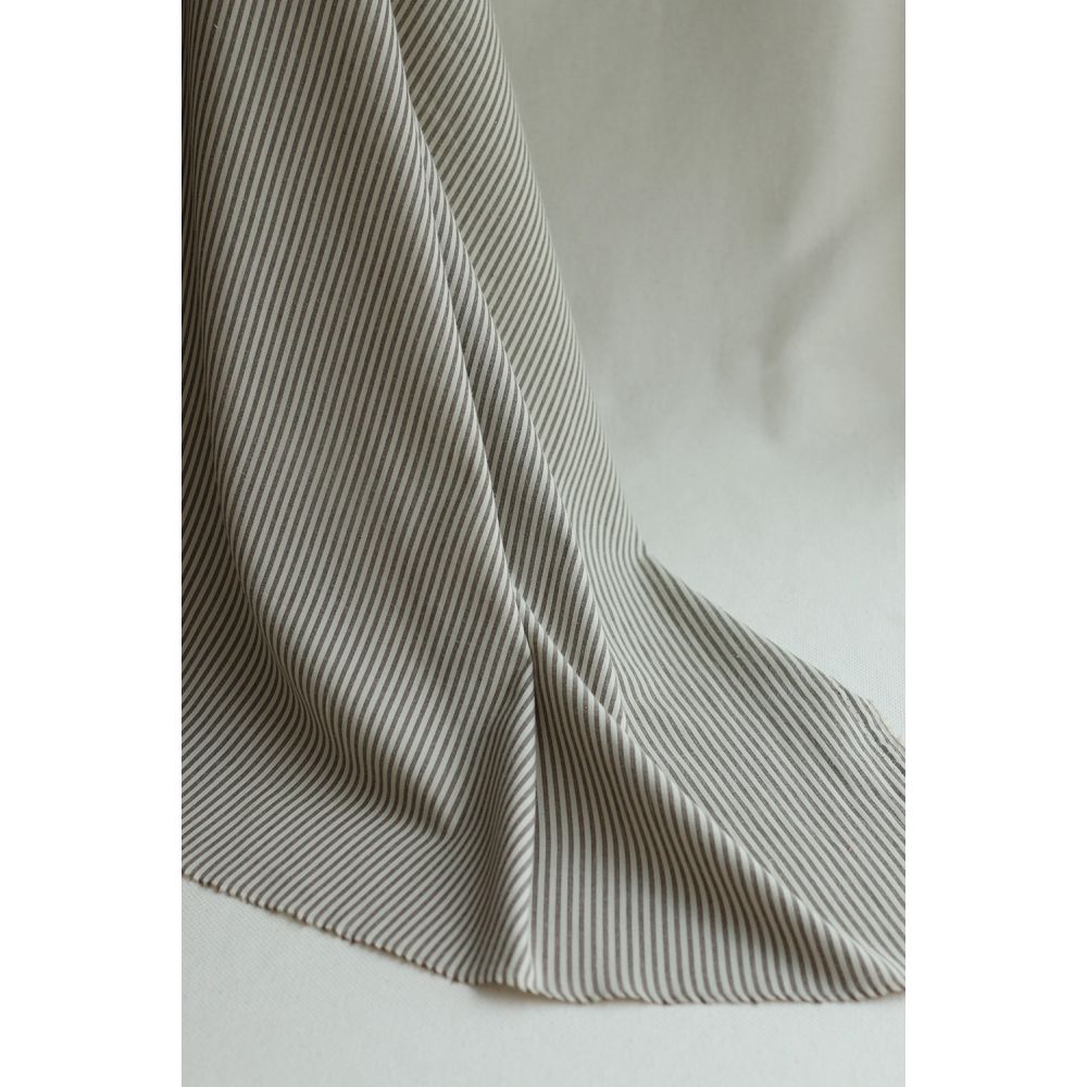 Coton tissé rayures écru et café
