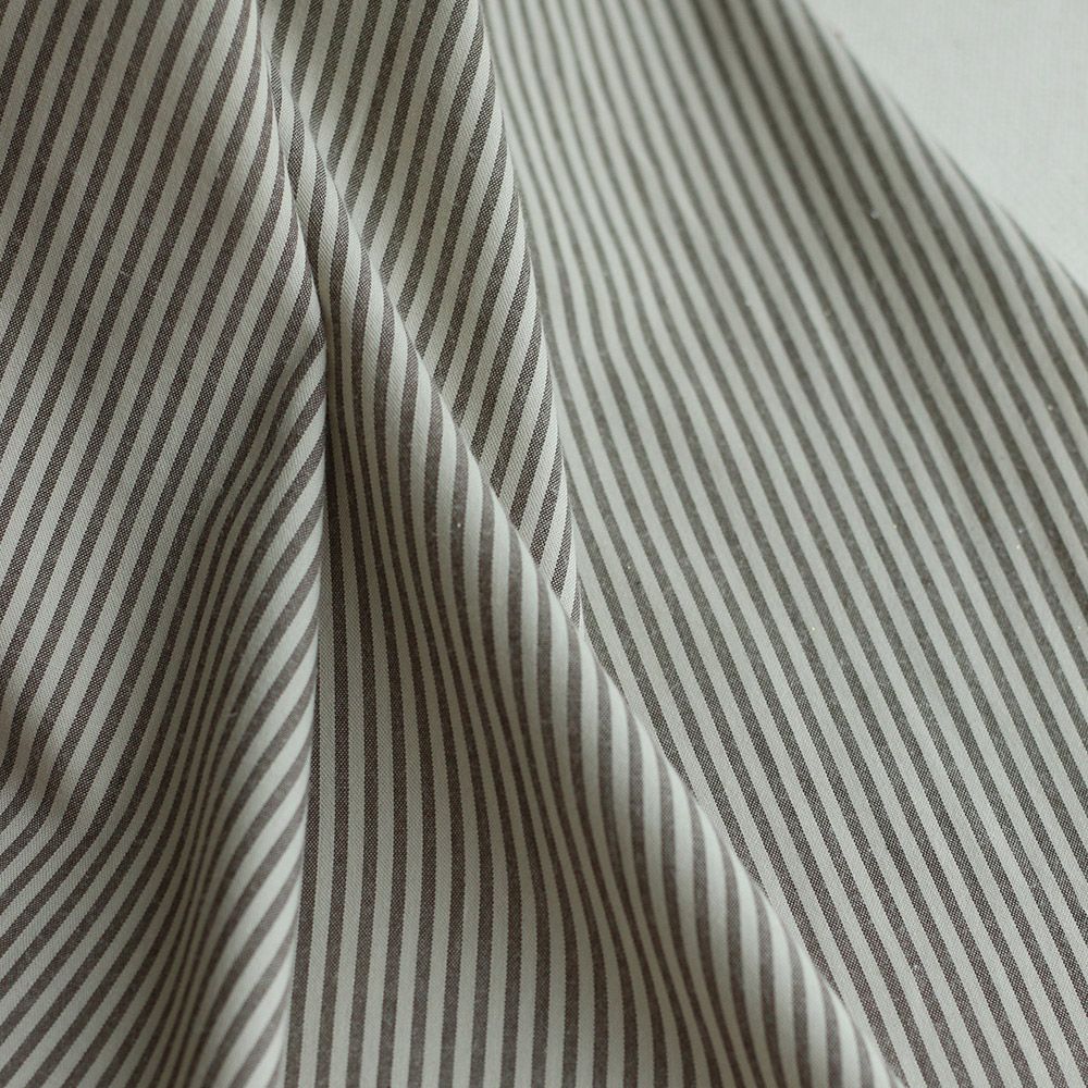 Coton tissé rayures écru et café