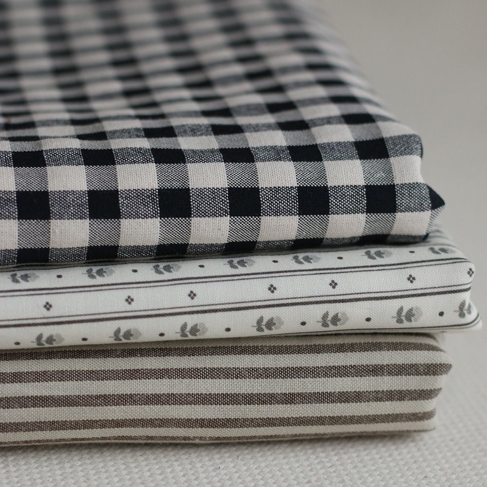 Coton tissé rayures écru et café