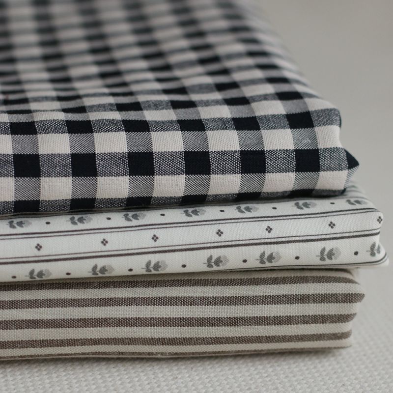 Coton tissé rayures écru et café