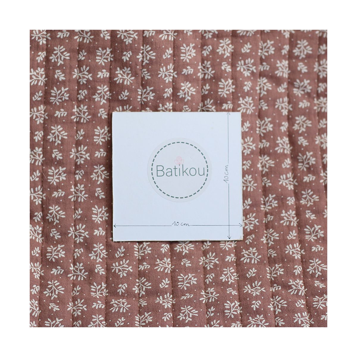 Meesya - Tissu matelassé double gaze coton double face chataigne