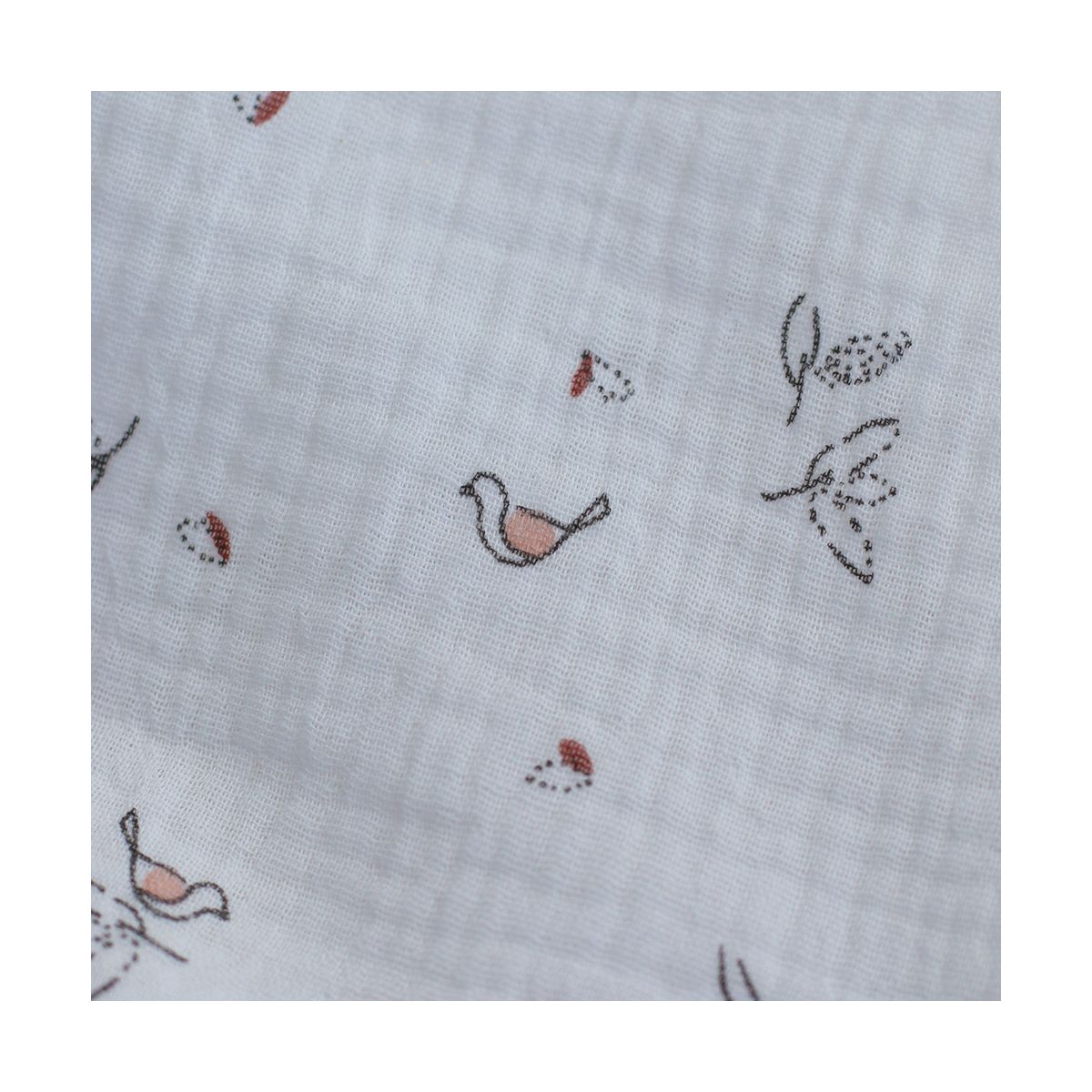 Isao - Double gaze de coton motif petits oiseaux Isao - Double gaze de coton motif petits oiseaux