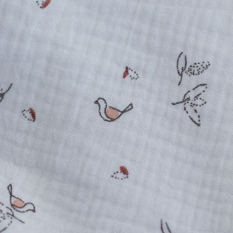 Isao - Double gaze de coton motif petits oiseaux