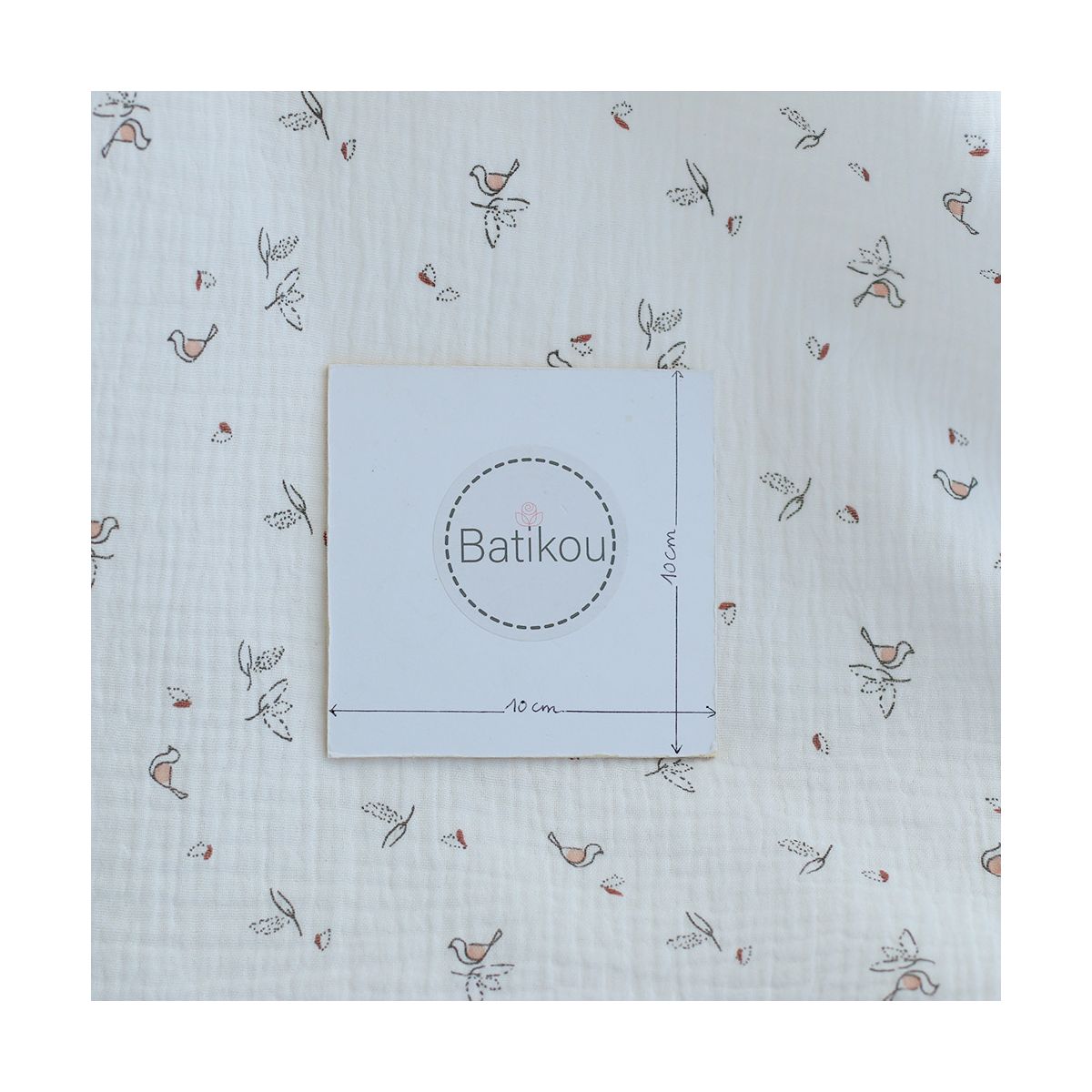 Isao - Double gaze de coton motif petits oiseaux Isao - Double gaze de coton motif petits oiseaux