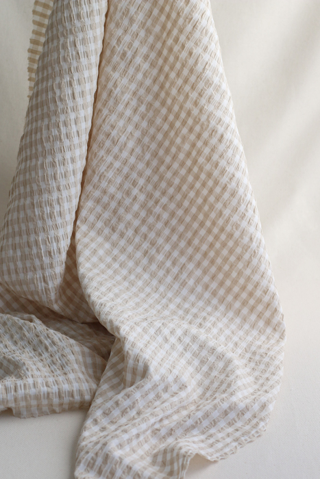 copy of Seersucker / Coton gaufré vichy moyen 7mm Vieux rose