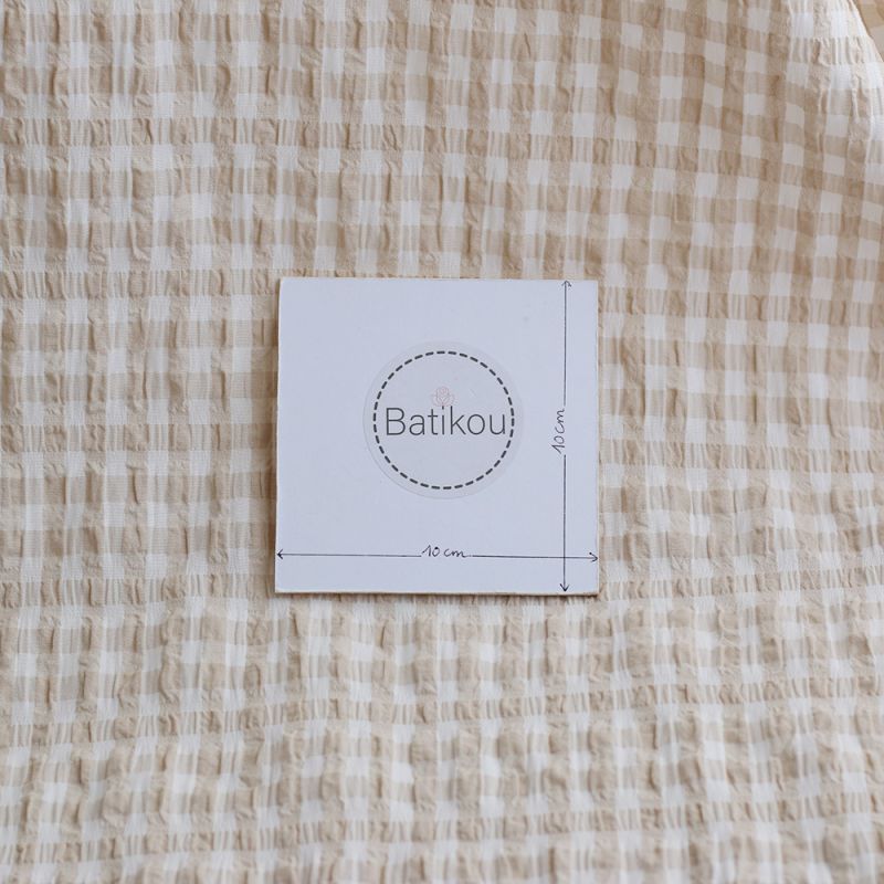 copy of Seersucker / Coton gaufré vichy moyen 7mm Vieux rose