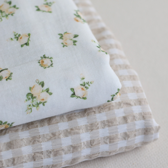 copy of Seersucker / Coton gaufré vichy moyen 7mm Vieux rose