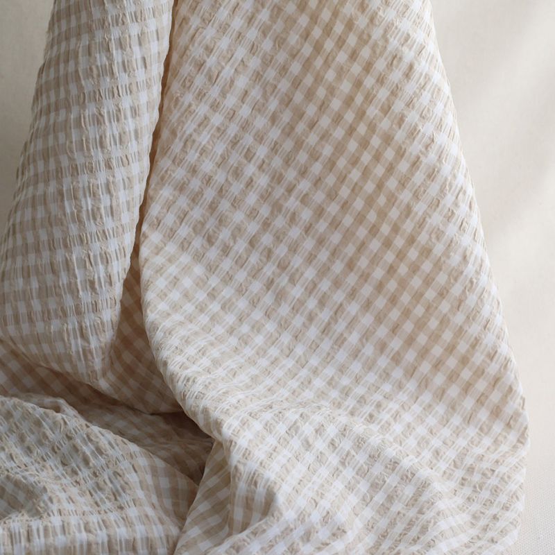 copy of Seersucker / Coton gaufré vichy moyen 7mm Vieux rose