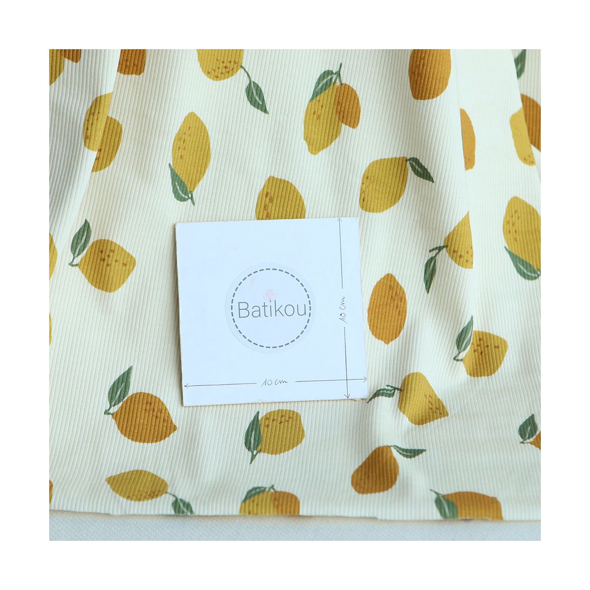 Jersey coton côtes fines à motif citrons jaunes Jersey coton côtes fines à motif citrons jaunes