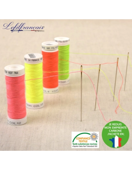 Fil à coudre polyester 150m coloris fluo