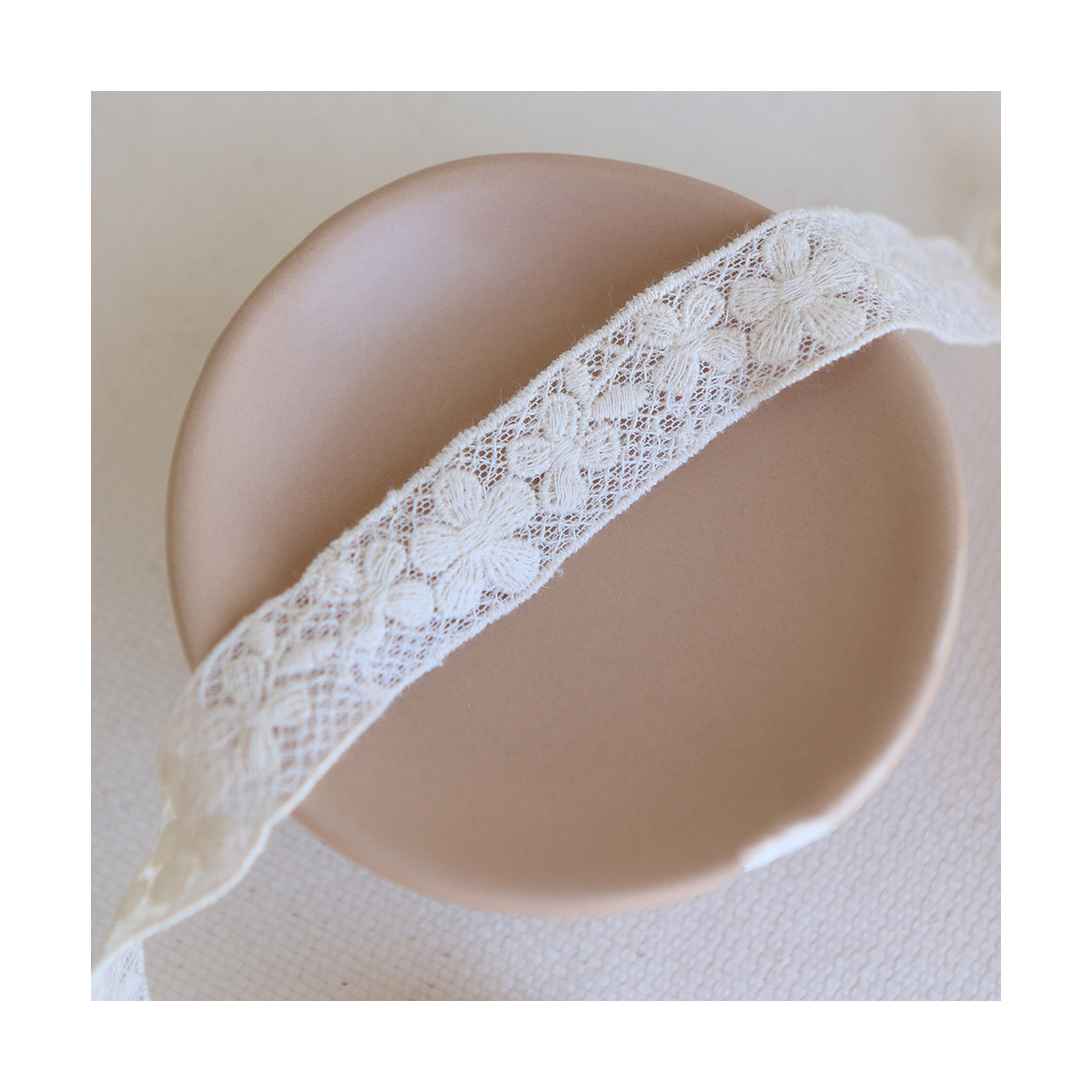 Galon tulle souple crème broderie coton brodé 20mm x 1m