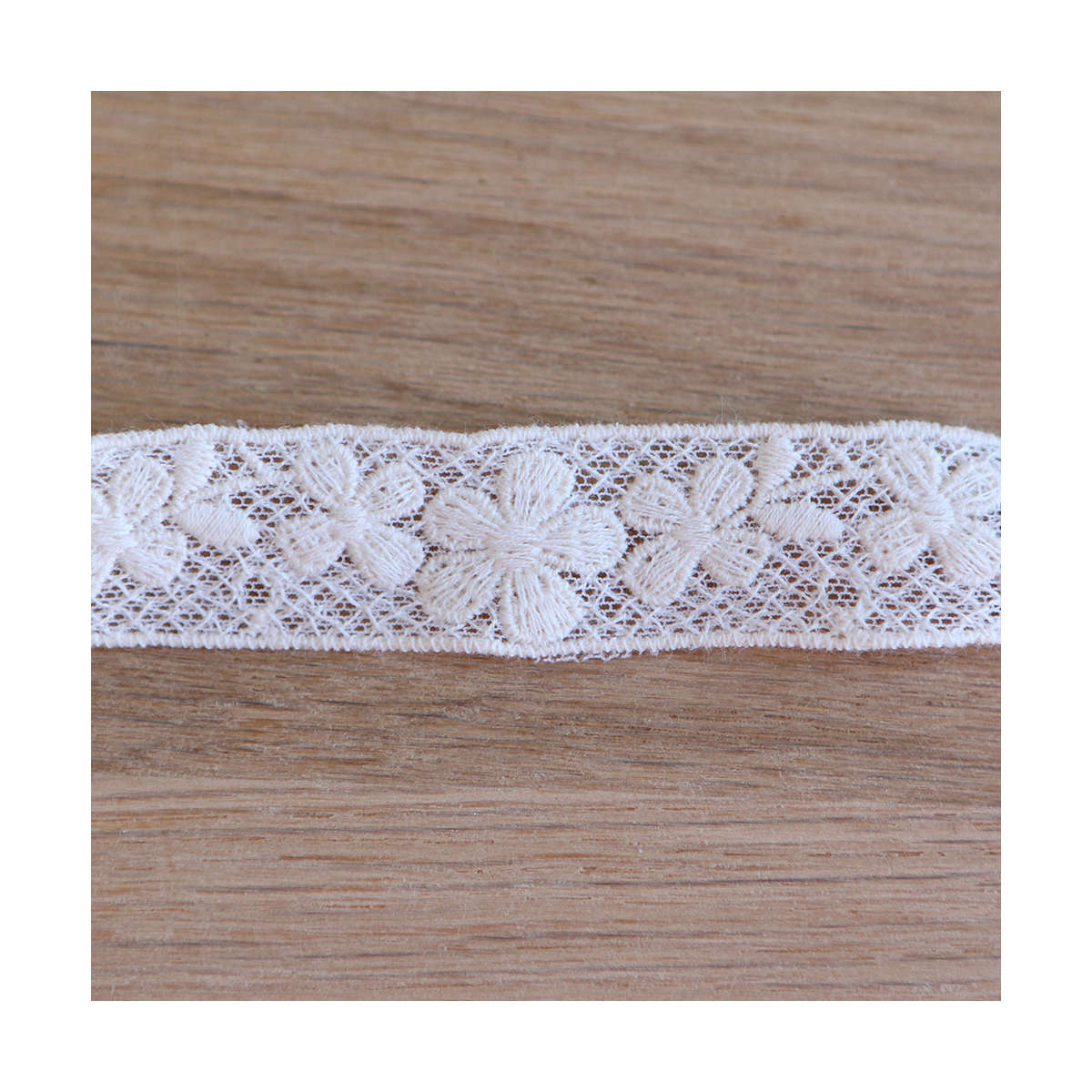 Galon tulle souple crème broderie coton brodé 20mm x 1m