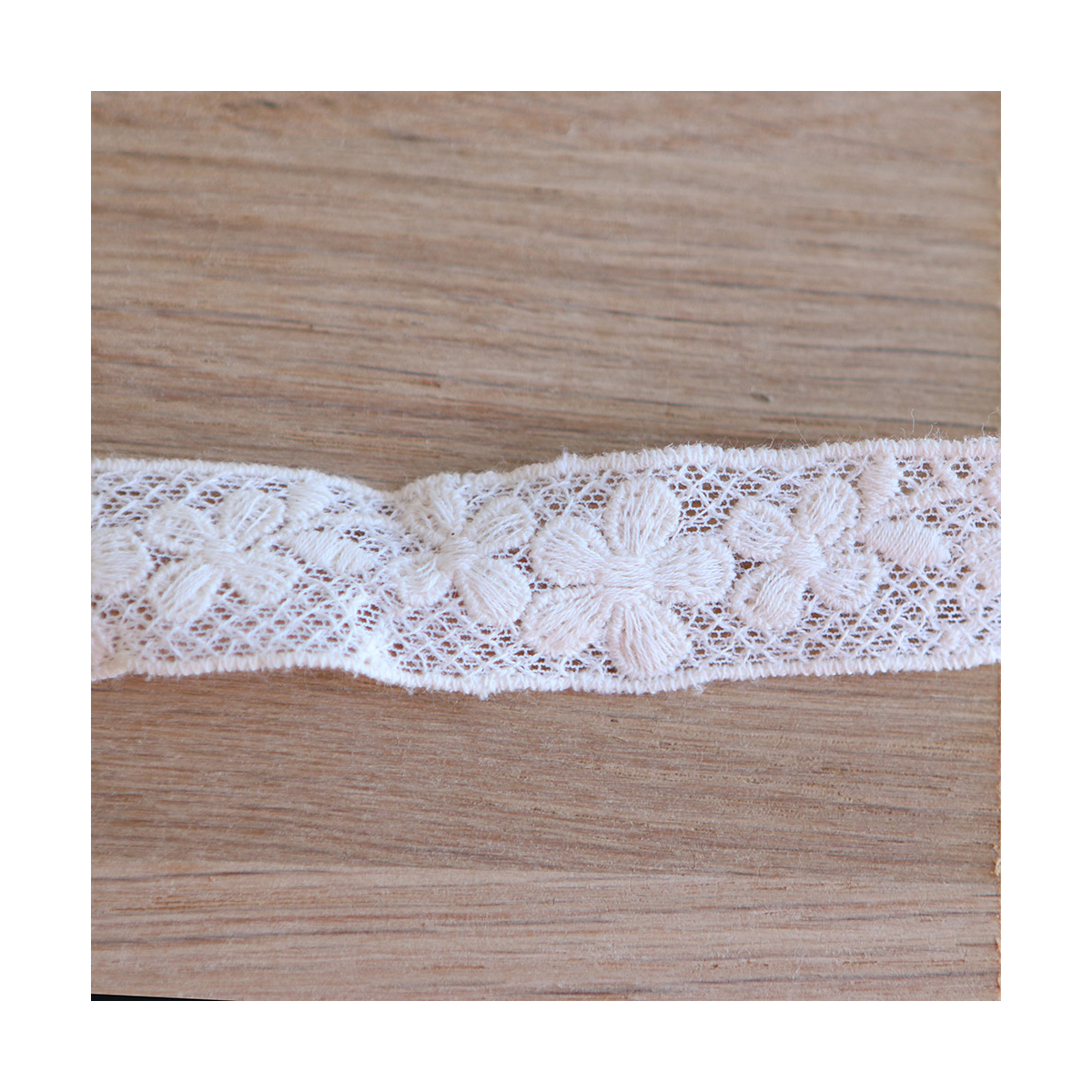 Galon tulle souple crème broderie coton brodé 20mm x 1m