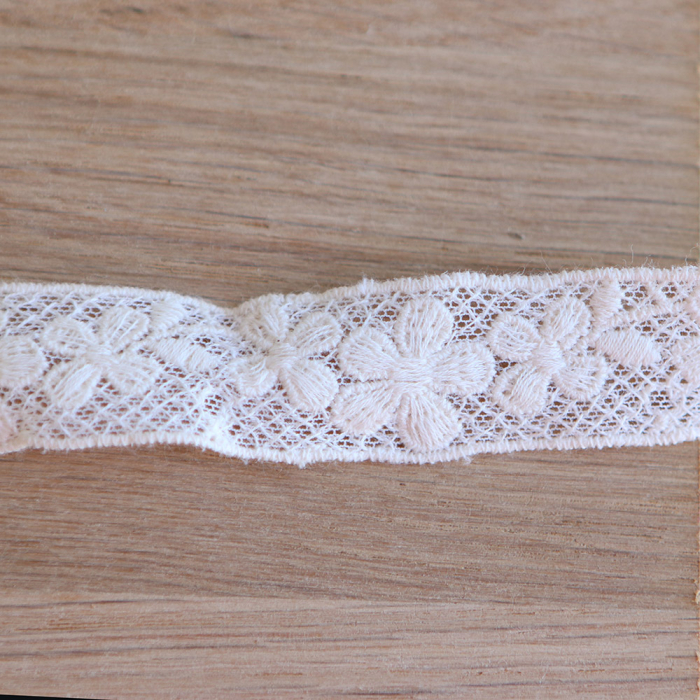 Galon tulle souple crème broderie coton brodé 20mm x 1m
