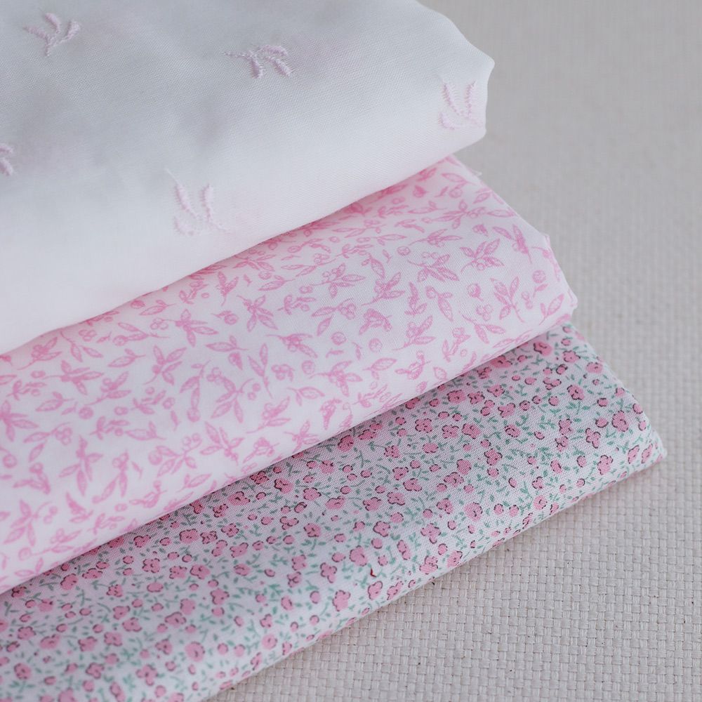 copy ofAlexane - Popeline coton organique fleuri rose et vert