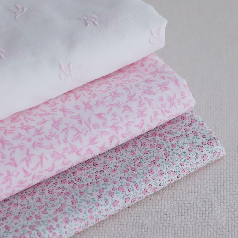 copy ofAlexane - Popeline coton organique fleuri rose et vert