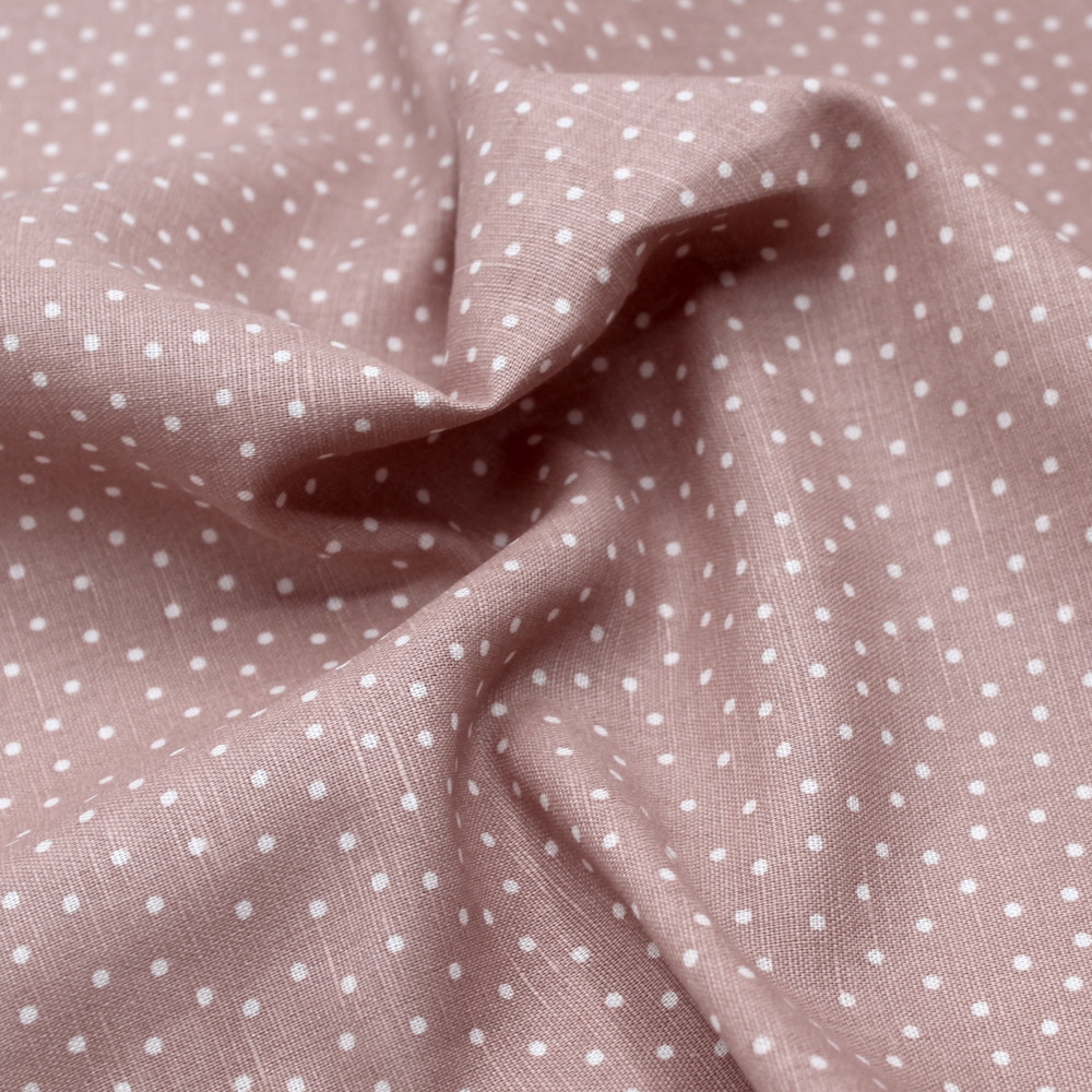 Tissu lin coton lavé à pois